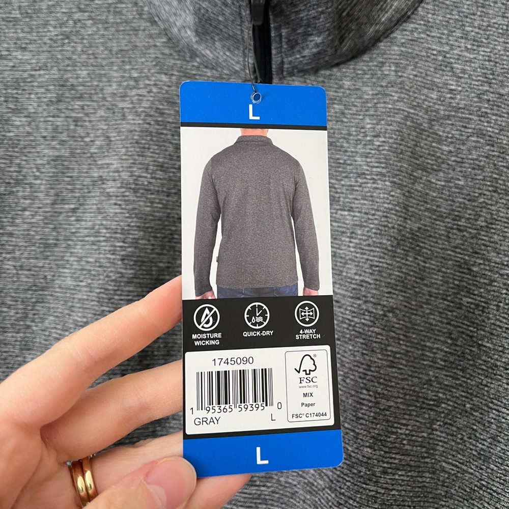 NWT Gerry Long Sleeve 1/4 Zip Shirt Men Large Grey - Picture 4 of 9